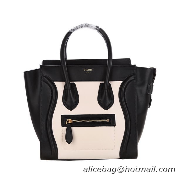 Celine Luggage Micro Handbags Smooth Leather C107 Black&White