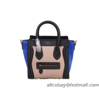 Celine Luggage Nano Bag Original Leather 88023 Apricot&Black&Blue