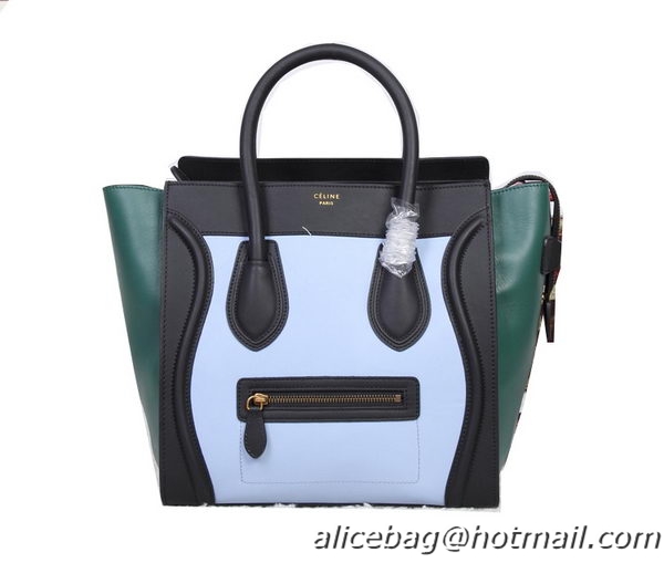 Celine Luggage Mini Bag Smooth Leather 88022 Green&Black