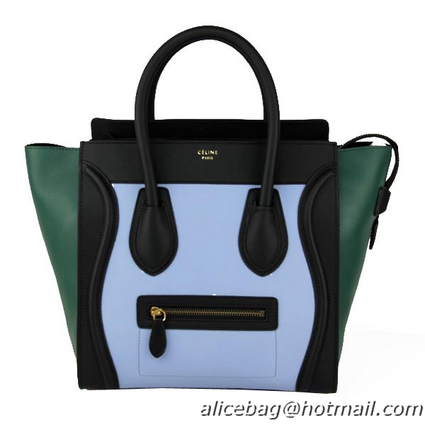 Celine Luggage Mini Bag Original Smooth Leather C88022 Green&Black