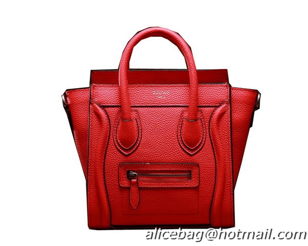 Celine Luggage Nano Boston Bag Original Grainy Leather Red