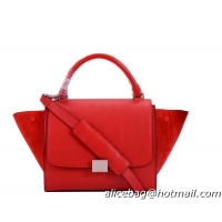 Celine mini Trapeze Bag Nubuck Leather C005 Red