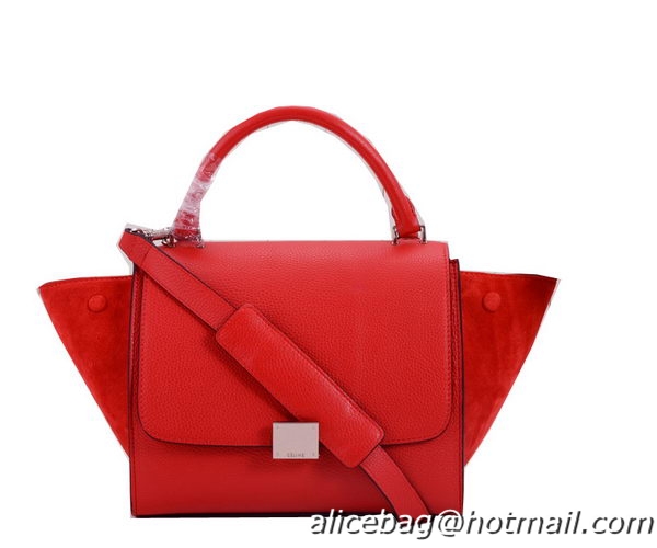 Celine mini Trapeze Bag Nubuck Leather C005 Red