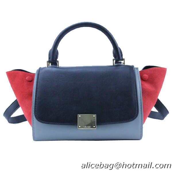 Celine mini Trapeze Bag Original Leather 88038 Black&Grey&Red