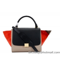 Celine mini Trapeze Bag Nubuck Leather C005 Black&Grey&Orange