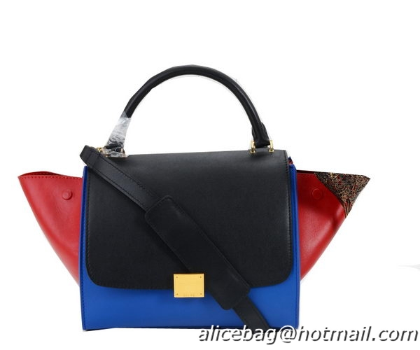 Celine mini Trapeze Bag Original Leather C005 Black&Blue&Red