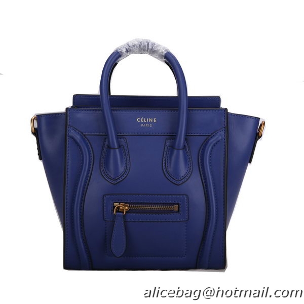 Celine Luggage Nano Bag Smooth Leather C106 Blue