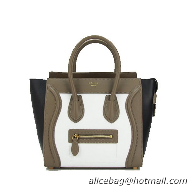 Celine Luggage Micro Bag Original Leather CL88023 White&Black&Khaki