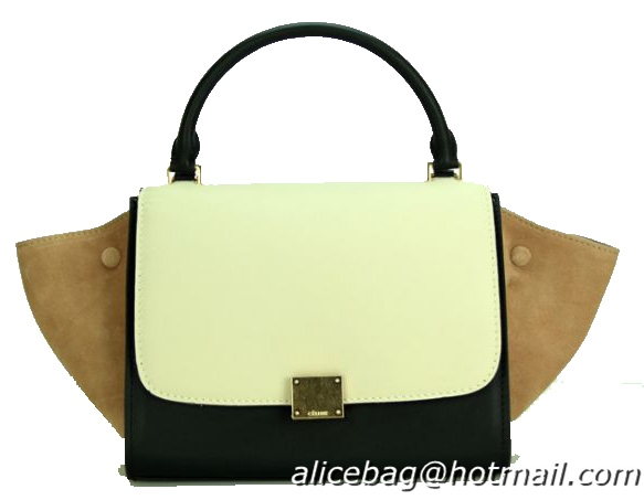 Celine mini Trapeze Top Handle Bag Original Leather C88039 Beige&Black&Wheat