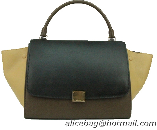 Celine Nubuck Leather Trapeze Bag CL88037 Black&Apricot