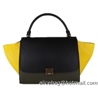 Celine Original Leather Trapeze Bag CL88037 Black&Yellow