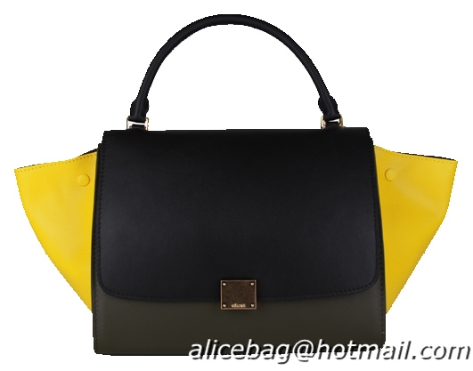 Celine Original Leather Trapeze Bag CL88037 Black&Yellow