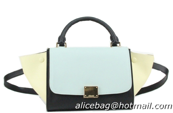 Celine Nano Trapeze Bag Original Leather C88038 SkyBlue&Black&Beige