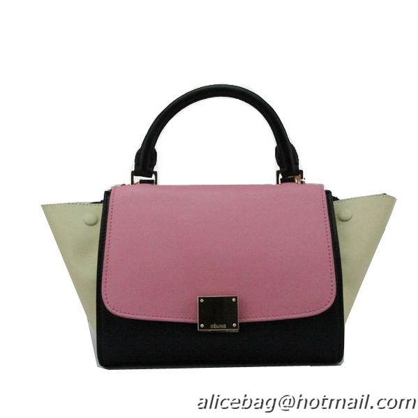 Celine Nano Trapeze Bag Original Leather C88038 Pink&Black&Beige