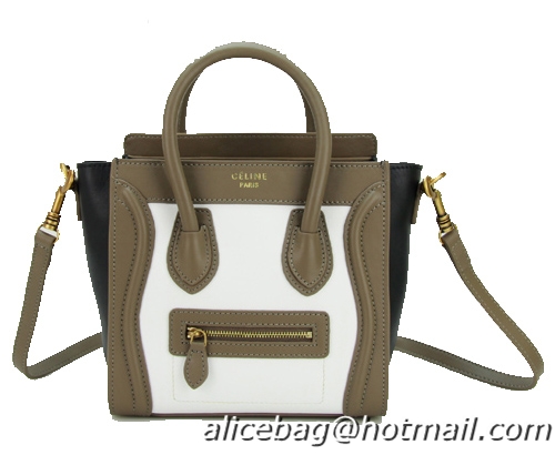 Celine Luggage Nano Bag Original Leather CL88029 White&Khaki