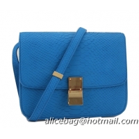 Celine Classic Box Small Flap Bag Original Snake Leather 11042 Blue