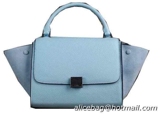 Celine mini Trapeze Top Handle Bag Original Grainy Leather 3342S Light Blue