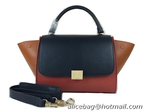 Celine Original Leather Trapeze Bag CL8726 Black&Brown&Wheat