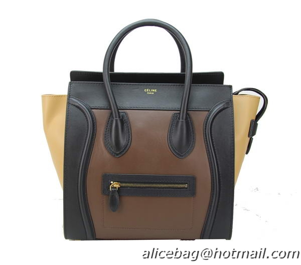 Celine Luggage Mini Bag Original Leather CL88022 Brown&Apricot