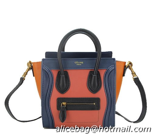 Celine Luggage Nano Bag Original Leather CL88029 Maroon&Royal&Orange