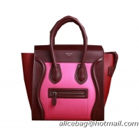 Celine Luggage Micro Boston Bag Original Leather 3307 Rose&Burgundy&Wine