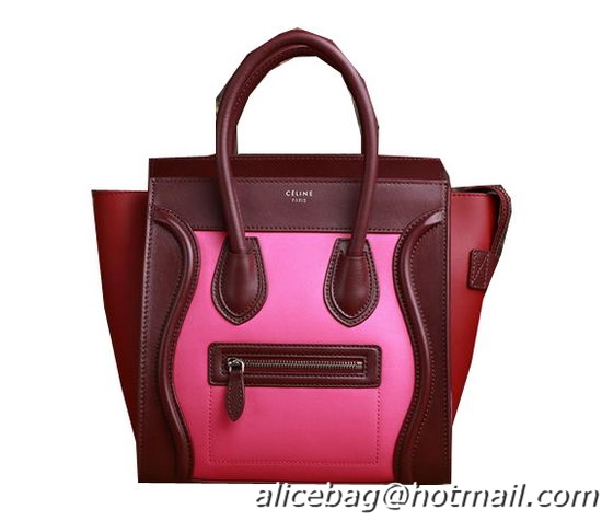 Celine Luggage Micro Boston Bag Original Leather 3307 Rose&Burgundy&Wine