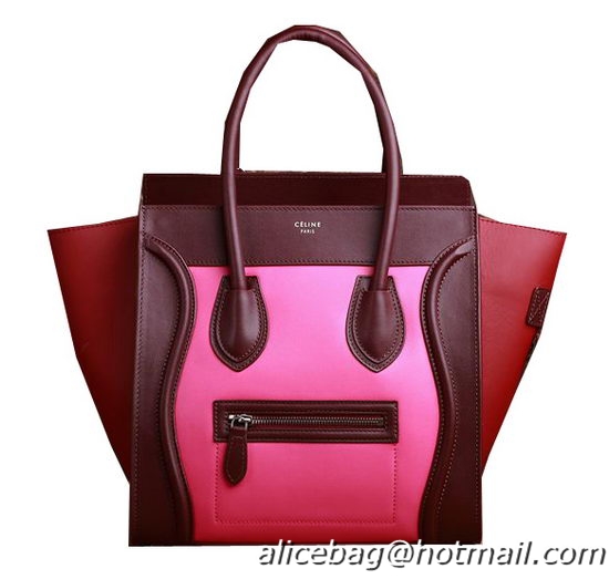 Celine Luggage Mini Boston Tote Bags Original Leather 3308 Rose&Burgundy&Wine