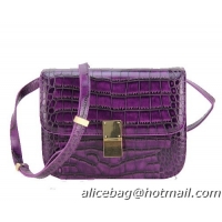 Celine Classic Box Small Flap Bag Croco Leather 88007 Purple