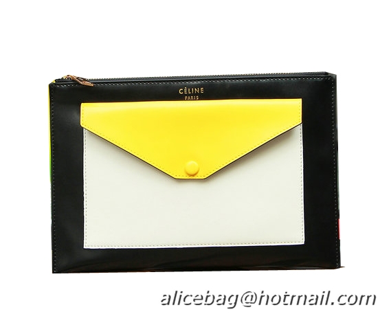 Celine Pocket Handbag in Seashell Smooth Calfskin 17538 Yellow&Black