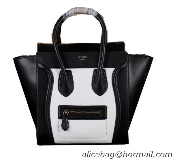 Celine Luggage Micro Bag Original Calfskin Leather C3308 Black&White