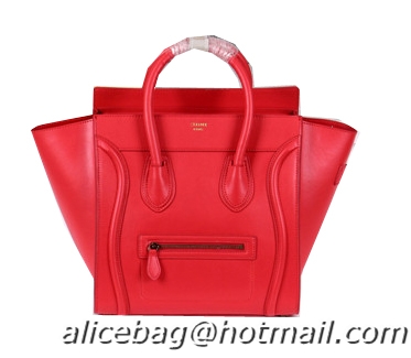 Celine Luggage Mini Boston Tote Bags Calfskin Leather CL3308 Red