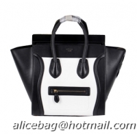 Celine Luggage Mini Boston Tote Bags Calfskin Leather CL3308 Black&White