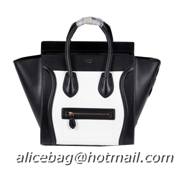 Celine Luggage Mini Boston Tote Bags Calfskin Leather CL3308 Black&White