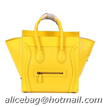 Celine Luggage Mini Boston Tote Bags Calfskin Leather CL3308 Yellow