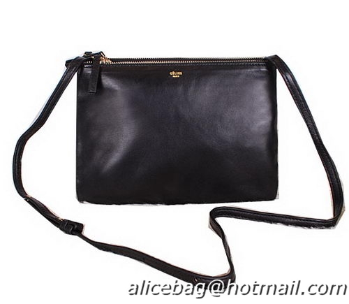 Celine Trio Calfskin Leather Shoulder Bag C27002 Black