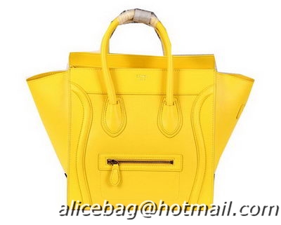 Celine Luggage Mini Boston Tote Bags Ferrari Leather CL3308 Yellow