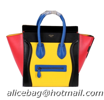 Celine Luggage Mini Boston Tote Bags Calfskin Leather CL3308 Yellow&Black&Red