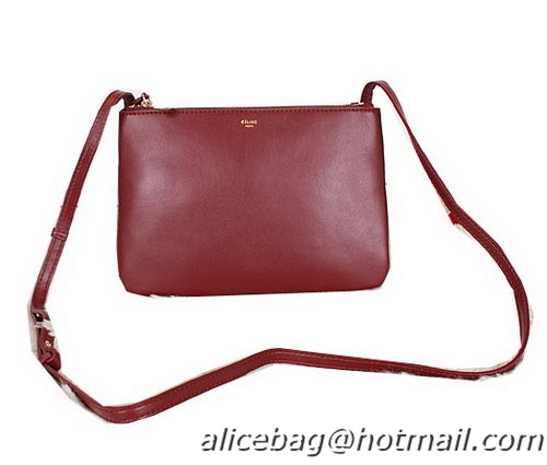 Celine Trio Calfskin Leather Shoulder Bag C27002 Burgundy