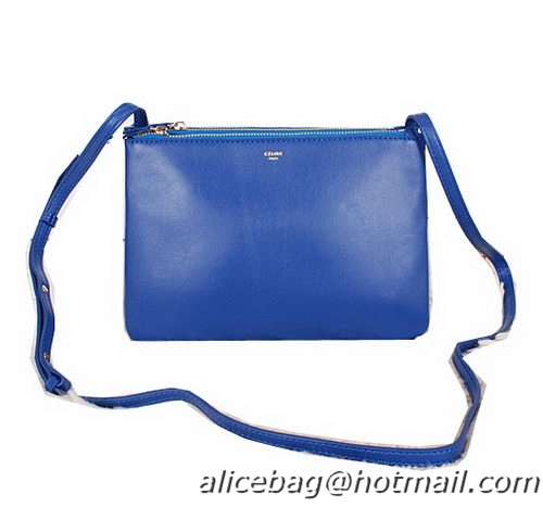 Celine Trio Calfskin Leather Shoulder Bag C27002 Blue