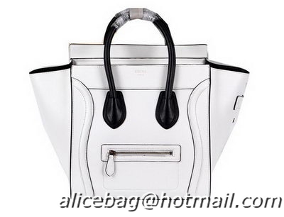 Celine Luggage Mini Boston Tote Bags Ferrari Leather CL3308 White