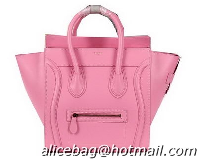 Celine Luggage Mini Boston Tote Bags Ferrari Leather CL3308 Pink