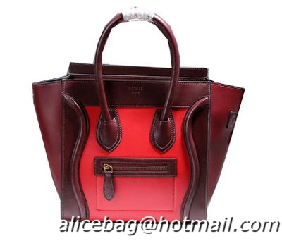 Celine Luggage Micro Handbags Calf Leather C107 Red&Brown&Maroon