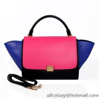 Celine Trapeze Bag Original Calfskin Leather C008B Rose&Black&Blue