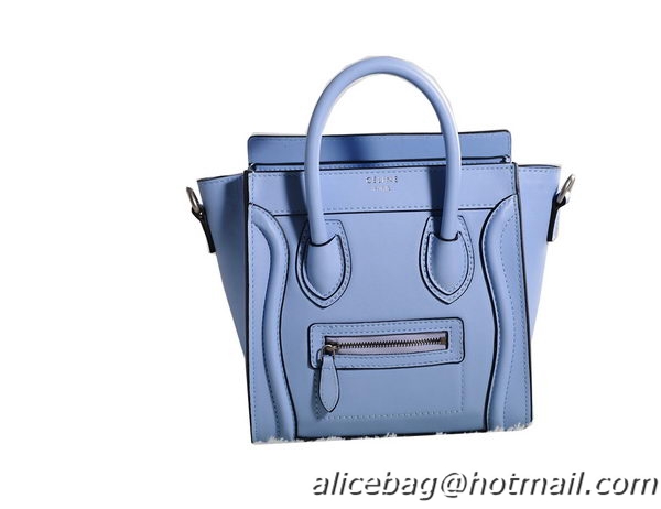 Celine Luggage Nano Boston Bag Original Leather 3309 Light Blue