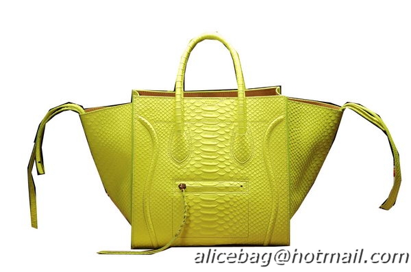 Celine Luggage Phantom Original Snake Leather Bags C3341 Fluorescence Yellow