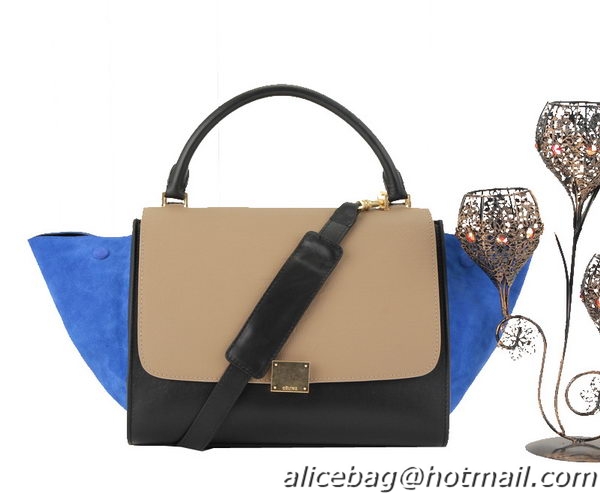 Celine Trapeze Bag Original Calfskin Leather C006 Khaki&Black&Blue