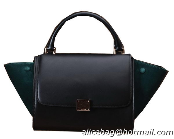 Celine mini Trapeze Top Handle Bag Original Leather 3342S Black&Green