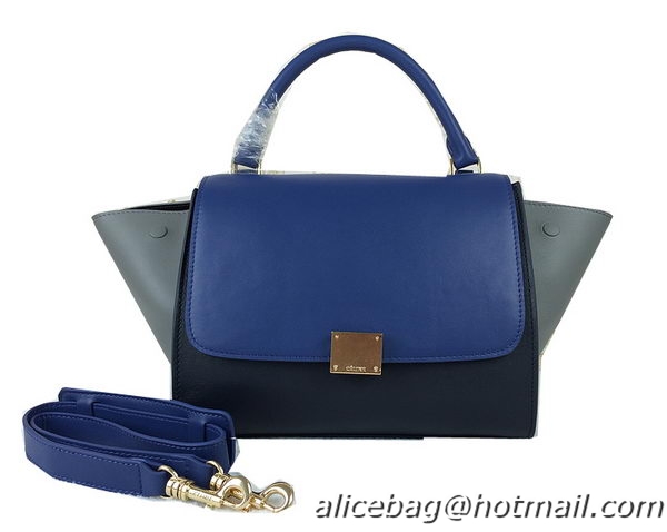 Celine Original Leather Trapeze Bag CL8726 Royal&Black&Grey