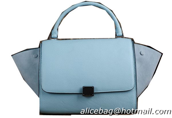 Celine Trapeze Top Handle Bag Original Grainy Leather 3342 Light Blue