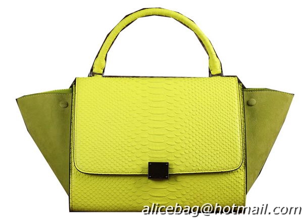 Celine Trapeze Top Handle Bag Snake Leather 3342 Lemon